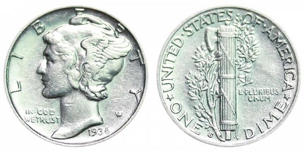 1936 S Mercury Dimes Winged Liberty Silver Dime: Value and Prices