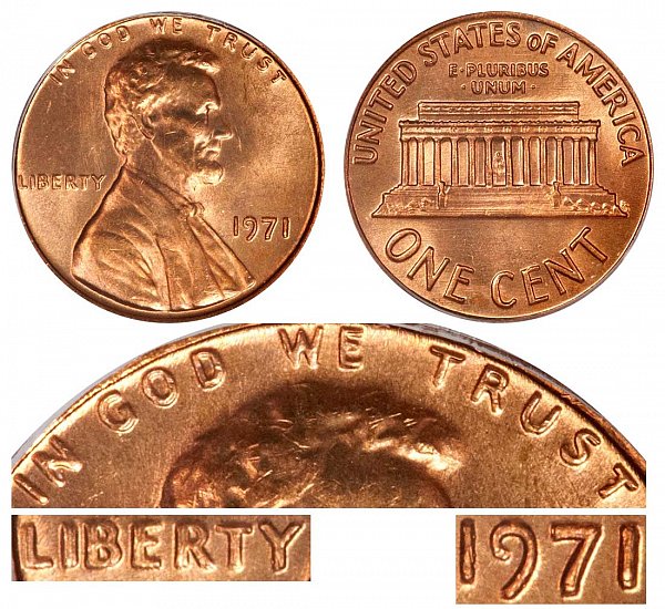 1971 P Lincoln Memorial Cent Doubled Die Obverse Copper Alloy Penny ...