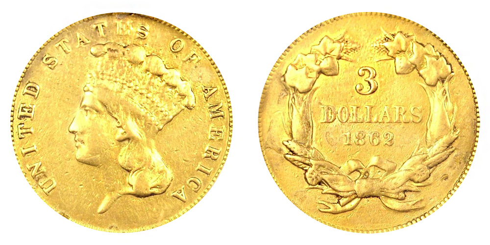 1864 Indian Princess Head Gold $3 Three Dollar Piece - Early Gold Coins  Coin Value Prices, Photos & Info