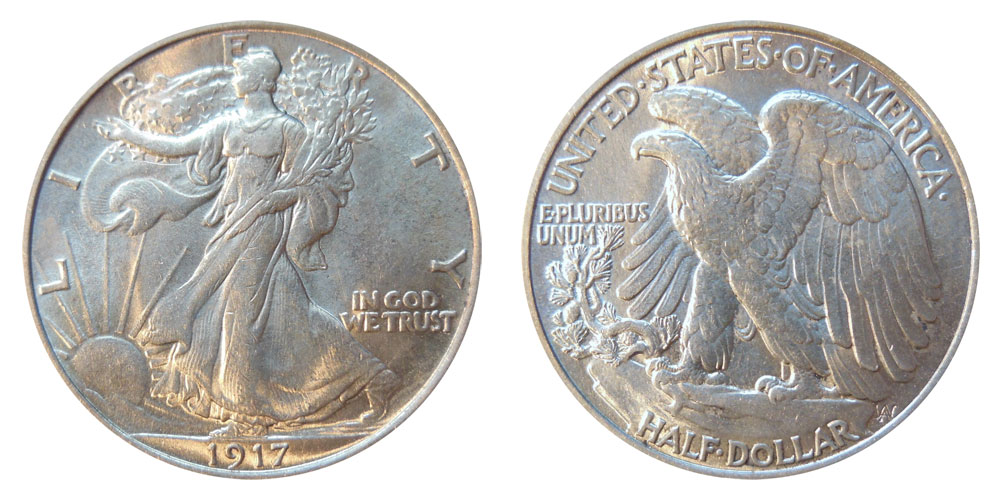 1916 Walking Liberty Silver Half Dollar Nice G+ Free Shipping With