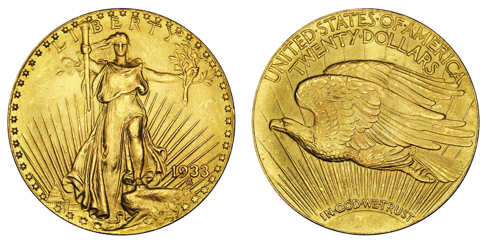 1933 Saint Gaudens Gold 20 Double Eagle With Motto In God
