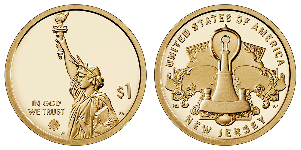 2019 Reverse Proof Innovation Dollar New Jersey Collectibles Art