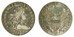 <b>1798 Draped Bust Silver Dollar: Pointed 9 - Close Date - High 8