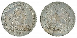 <b>1798 Draped Bust Silver Dollar: 15 Stars On Obverse