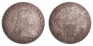 <b>1800 Draped Bust Silver Dollar: Wide Date - Low 8