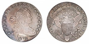 <b>1802 Draped Bust Silver Dollar: 2 Over 1 - Narrow Date