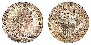 <b>1802 Draped Bust Silver Dollar: Wide Normal Date