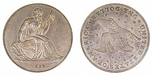 <b>1836 Gobrecht Silver Dollar: Original - Name On Base - Starry Reverse - Plain Edge - Die Alignment I