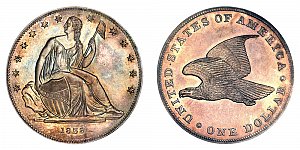 <b>1838 Gobrecht Silver Dollar: Original - Name Omitted - No Stars on Reverse Plain Field - Reeded Edge - Die Alignment IV