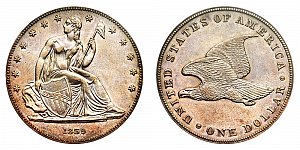 <b>1839 Gobrecht Silver Dollar: Original - Name Omitted - No Stars on Reverse Plain Field - Reeded Edge - Die Alignment IV