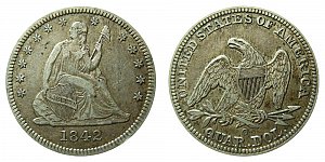 <b>1842-O Seated Liberty Quarter: Large Date