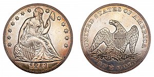 <b>1851 Seated Liberty Silver Dollar: Original - High Date