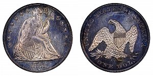 <b>1855 Seated Liberty Silver Dollar