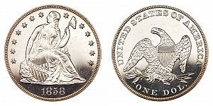 <b>1858 Seated Liberty Silver Dollar: Proof Only