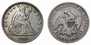 <b>1859-O Seated Liberty Quarter