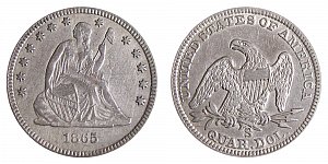 <b>1865-S Seated Liberty Quarter