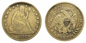 <b>1866-S Seated Liberty Quarter