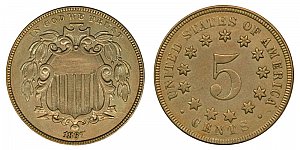 <b>1867 Shield Nickel: Type 2 - Without Rays