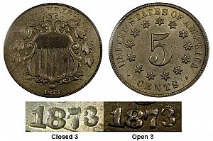<b>1873 Shield Nickel: Open 3