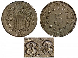 <b>1883 Shield Nickel: 3 Over 2