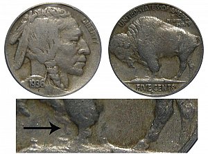 <b>1936-D Buffalo Nickel: 3 and Half Legs