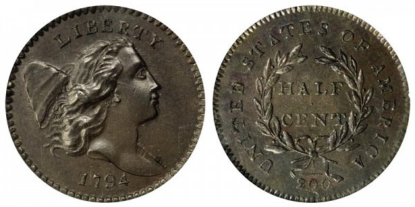 1794 Liberty Hap Half Cent Penny - High Relief 