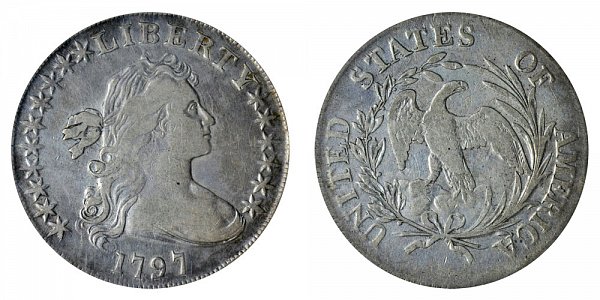 1797 Draped Bust Silver Dollar - 10 Stars Left - 6 Stars Right 