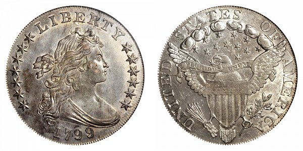 1799/8 Draped Bust Silver Dollar - 9 Over 8 Overdate - 13 Stars Reverse 