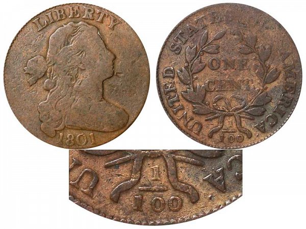 1801 Draped Bust Large Cent Penny - Varieties and Errors 