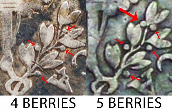 1805 4 Berries vs 5 Berries Draped Bust Dime - Difference and Comparison