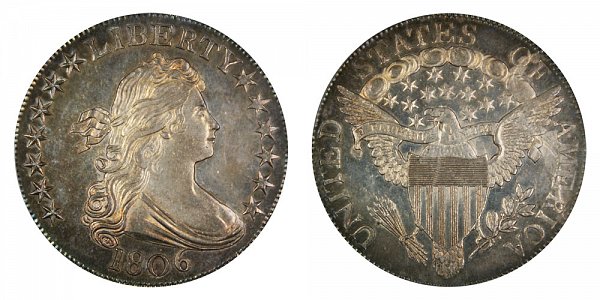1806 Draped Bust Half Dollar - Pointed 6 - Stem Through Claw
