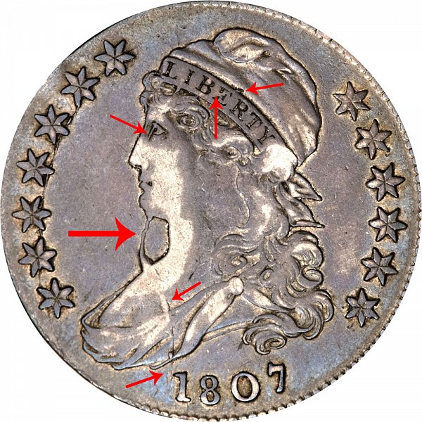 1807 Capped Bust Half Dollar - Bearded Liberty Goddess 