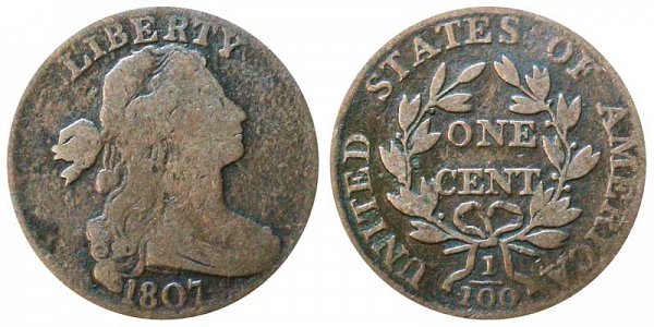 1807 Draped Bust Large Cent Penny - Large Fraction