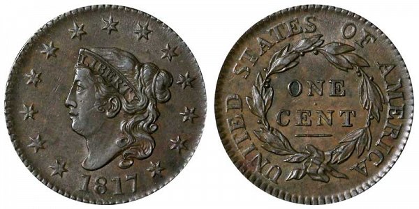 1817 Coronet Head Large Cent Penny - 13 Stars