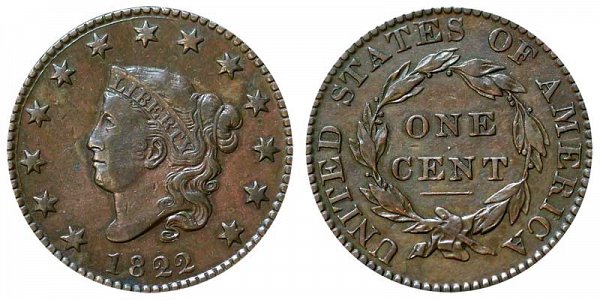 1822 Coronet Head Large Cent Penny