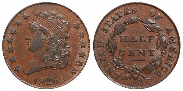 1826 Classic Head Half Cent Penny