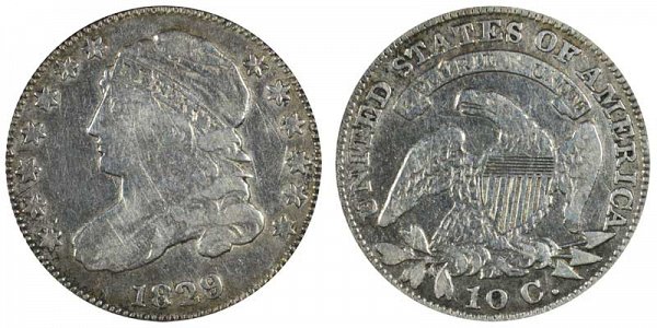 1829 Small 10C Capped Bust Dime