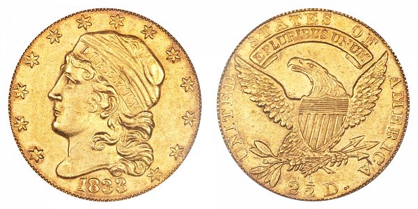 1833 Capped Bust Gold $2.50 Quarter Eagle Head Facing Left - Reduced ...