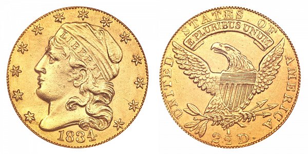 1834 Capped Bust $2.50 Gold Quarter Eagle - 2 1/2 Dollars 