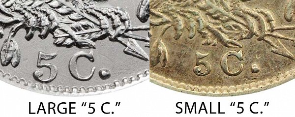 1835 Large 5C vs Small 5C Capped Bust Half Dime - Difference and Comparison