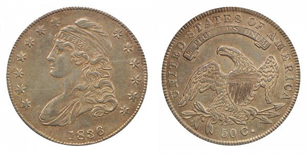 1836 Capped Bust Half Dollar - Lettered Edge - 50C on Reverse