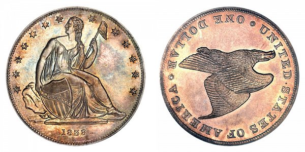1838 Restrike Gobrecht Dollar - Die Alignment 3 - Plain Field - Name Omitted - Reeded Edge 