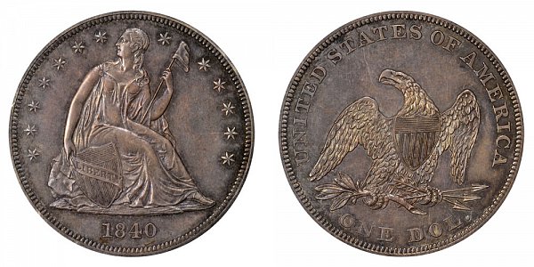 1840 Seated Liberty Silver Dollar 