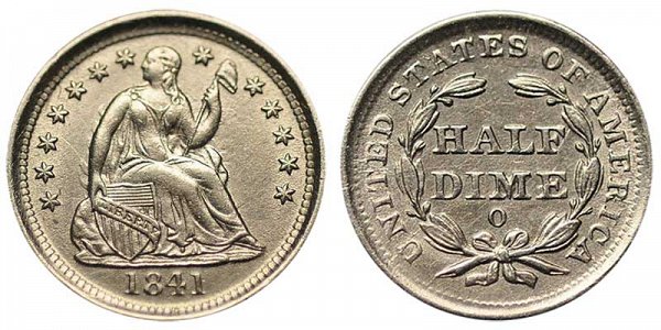1841 O Seated Liberty Half Dime 