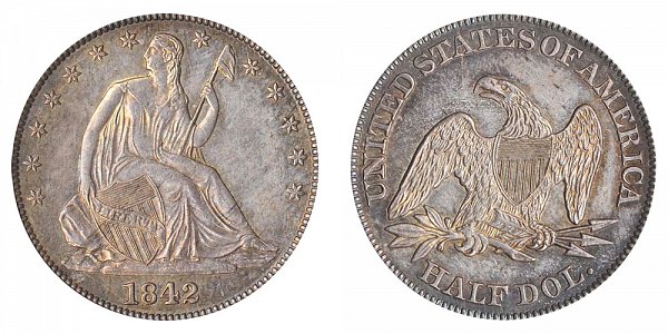 1842 Seated Liberty Half Dollar - Large Letters - Medium Date 