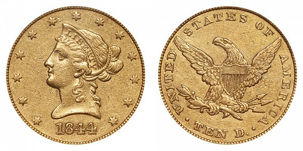 1844 Liberty Head $10 Gold Eagle - Ten Dollars 