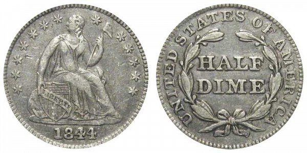 1844 Seated Liberty Half Dime 