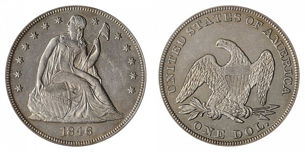 1846 Seated Liberty Silver Dollar 