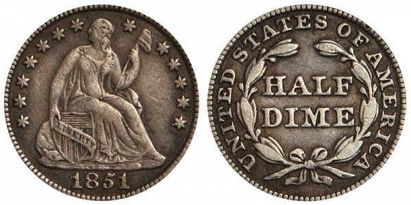 1851 Seated Liberty Half Dime 
