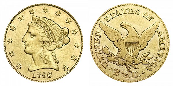 1856 S Liberty Head $2.50 Gold Quarter Eagle - 2 1/2 Dollars 